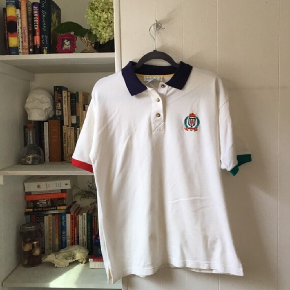 80s primary color nautical preppy polo shirt
